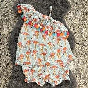 Mud Pie Flamingo Toddler Girl Short Set size 2T-3T